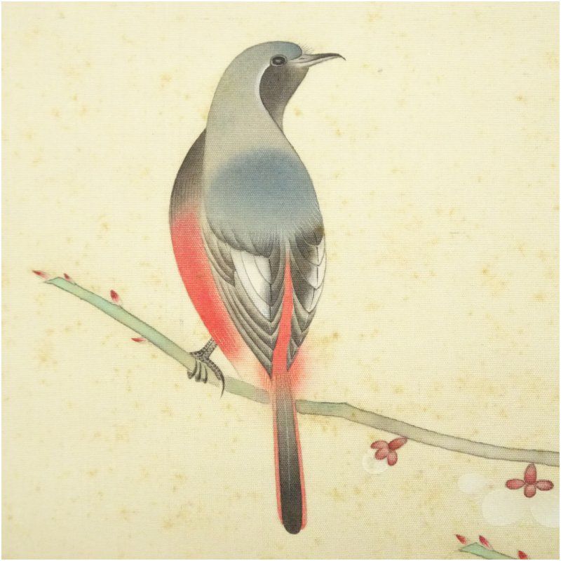 【絹本】肉筆掛け軸花鳥画　細筆画「鶴と松」美術品　絵画　和室　茶室　床の間 掛軸 千春『鶴之図』日本画 絹本 肉筆 共箱付 掛け軸 p083113