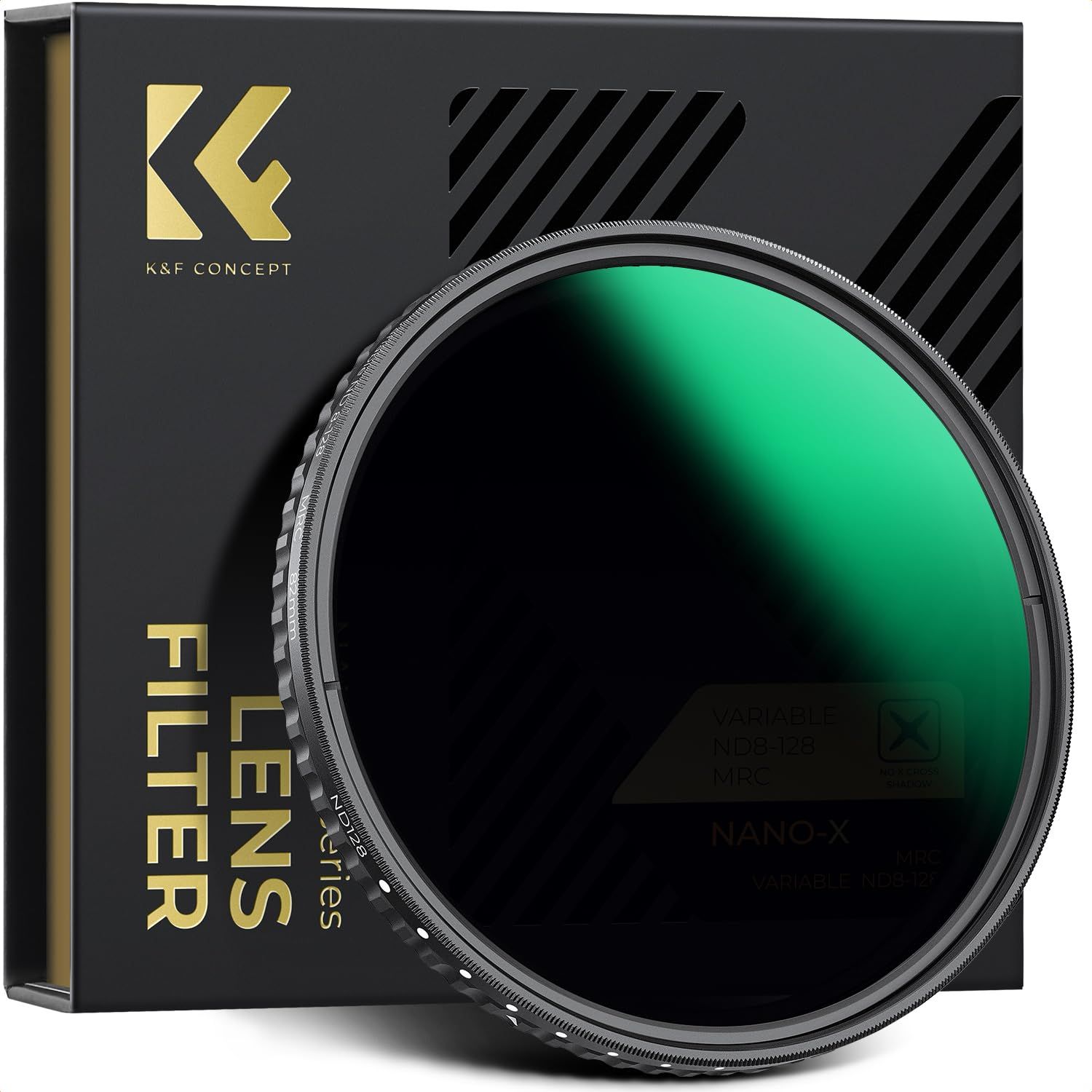 K-F CONCEPT 77mm 可変NDフィルター ND8-ND128 X状ムラ軽減 AGC光学ガラス HD超解像力 低い反射率 28層ナノコーティング 撥水撥油キズ防止 薄型 ビデオ|風景撮影の減光フィルター メーカー直営店