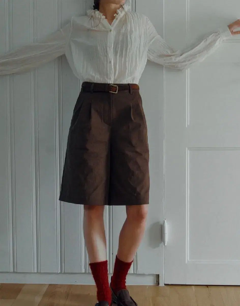 バミューダ ショートパンツ 2 つのこと ネイビー|ブラウン