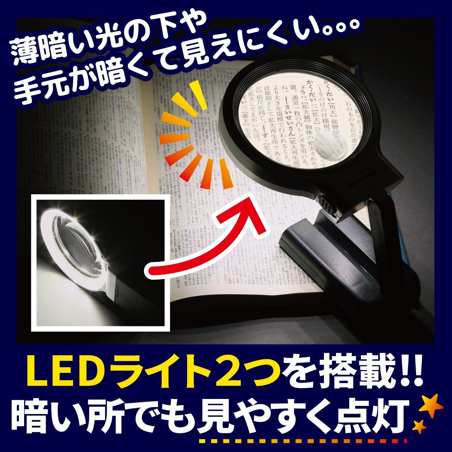 人気商品】スタンドルーペ【倍率3倍&10倍】2種類レンズ／LEDライト付き 拡大鏡 手持ち ルーペ PhoenixLoupe メルカリ