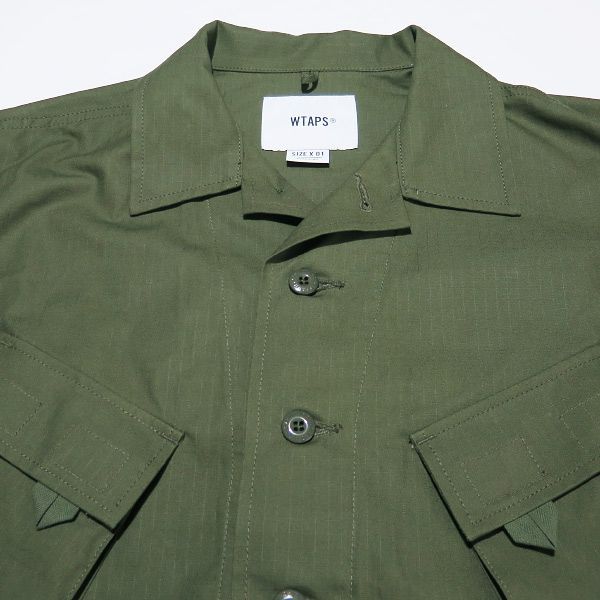 WTAPS ダブルタップス 21AW MODULAR/LS/COTTON.RIPSTOP 212BRDT-SHM03 モジュラー ロングスリーブ コットン リップストップ シャツ 長袖 オリーブドラブ サイズ01(S)