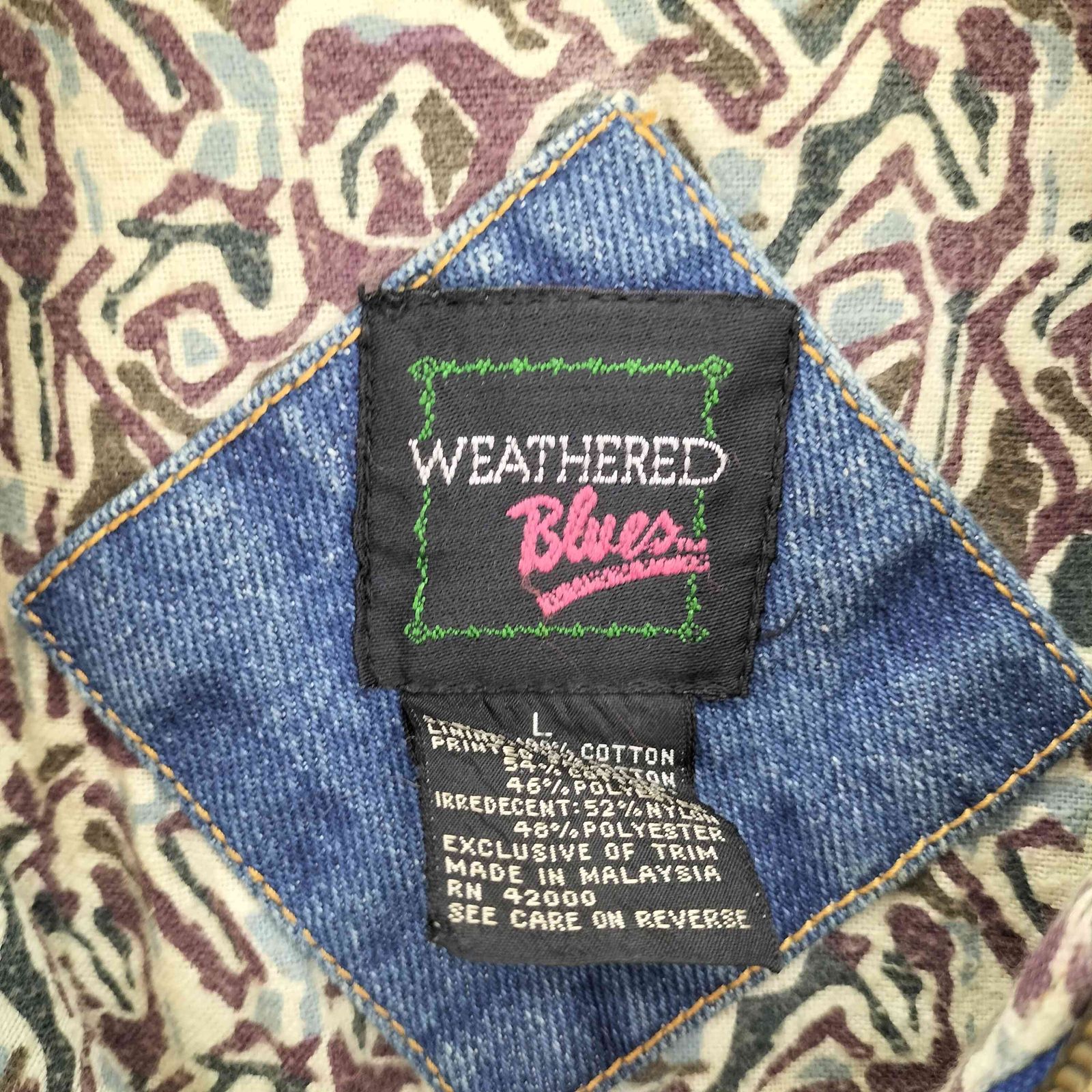 ユーズドフルギ USED古着 90S WEATHERED Blues 裏地 総柄 花柄 切替 