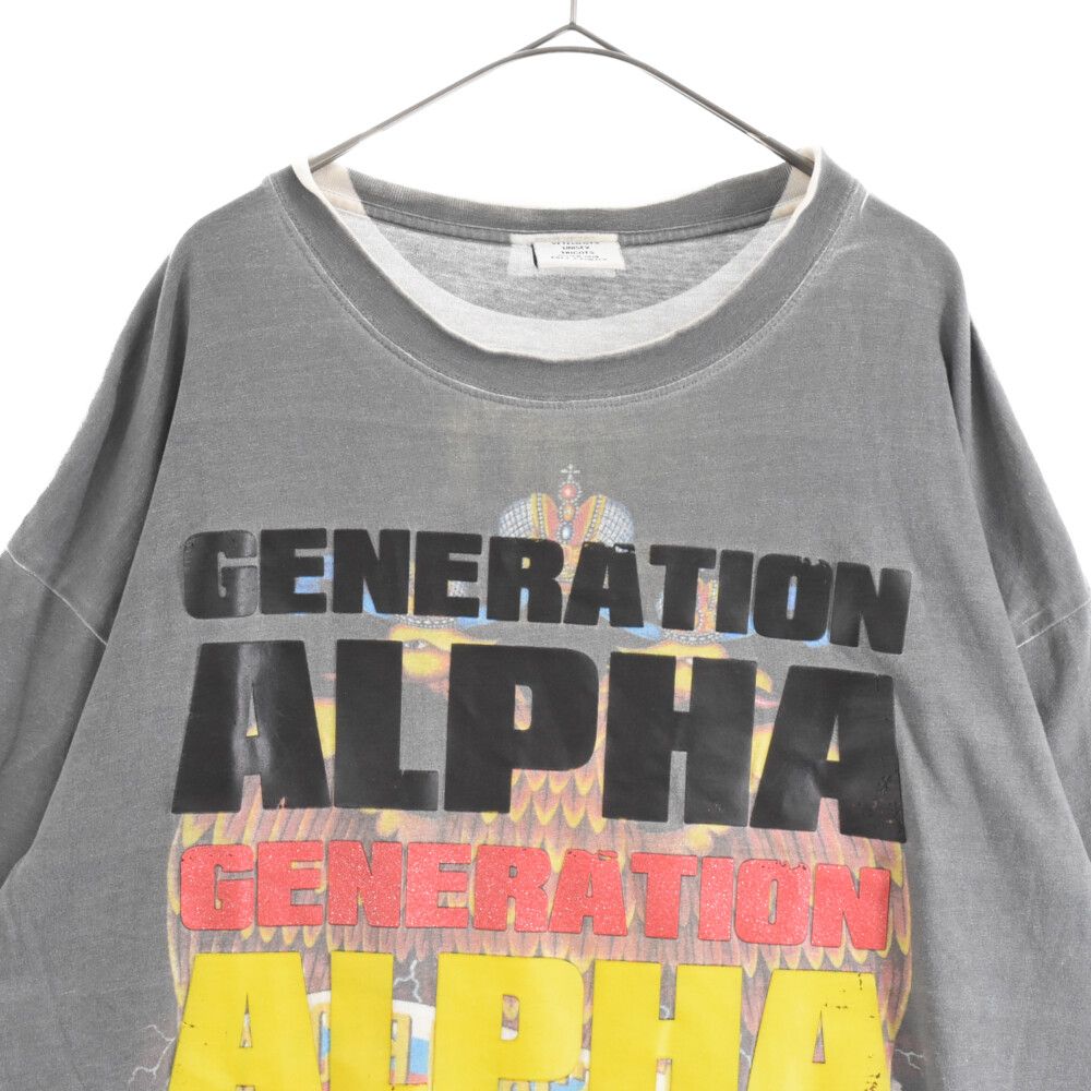 VETEMENTS (ヴェトモン) 18AW Generation Alpha Tee ジェネレーションアルファ転写プリント半袖Tシャツ カットソー  ホワイト/グレー UAH19TR321