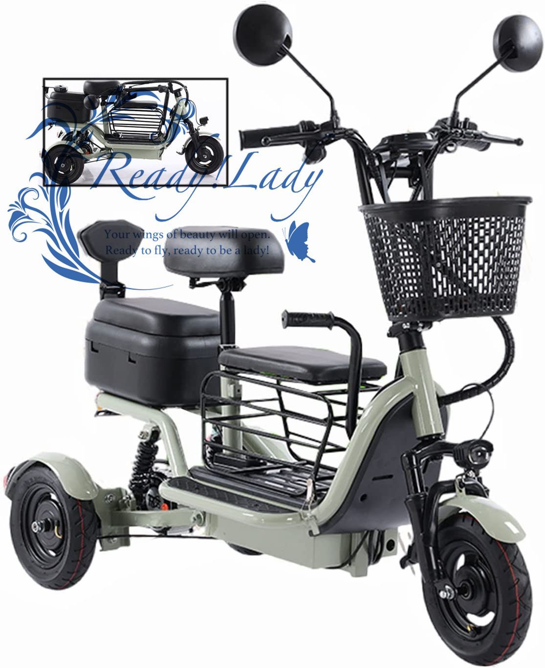 まとめ買い 大人用の折りたたみ可能な電気自転車、ミニ3ホイール電動自転車、3速、2