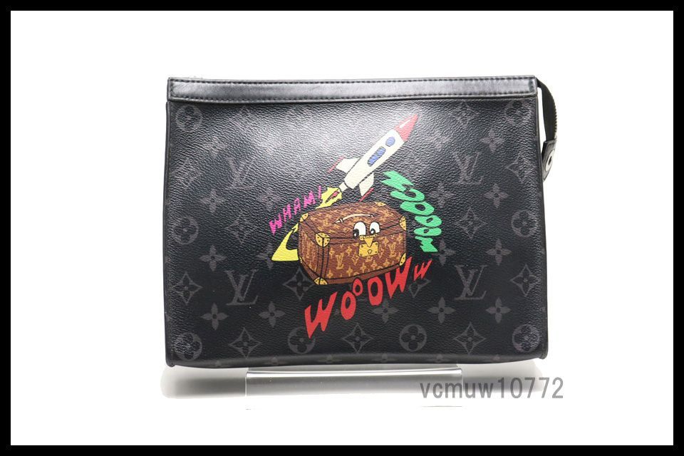 RFID近年 美 ルイヴィトン モノグラムエクリプス ポシェットヴォワヤージュMM トランクプリント クラッチバッグ 1009tk4970375