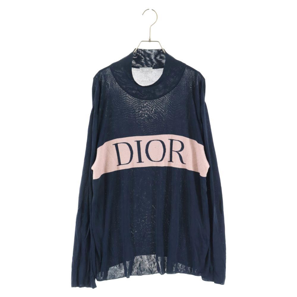 Dior HOMME (ディオールオム) フロントロゴハイネックニット 長袖セーター ネイビー - メルカリ