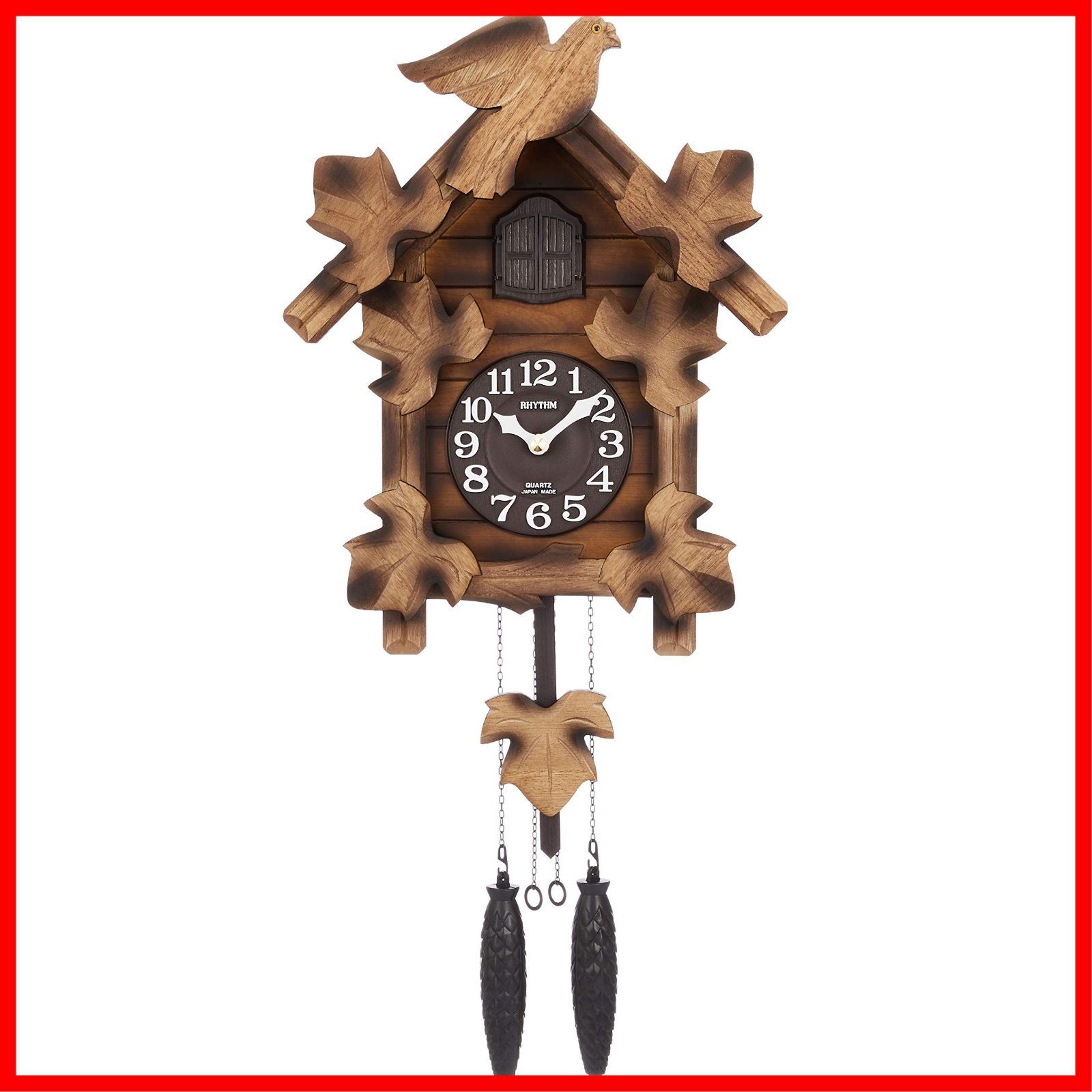 リズム(RHYTHM) 鳩時計 掛け時計 Made in Japan 本格的ふいご式 木