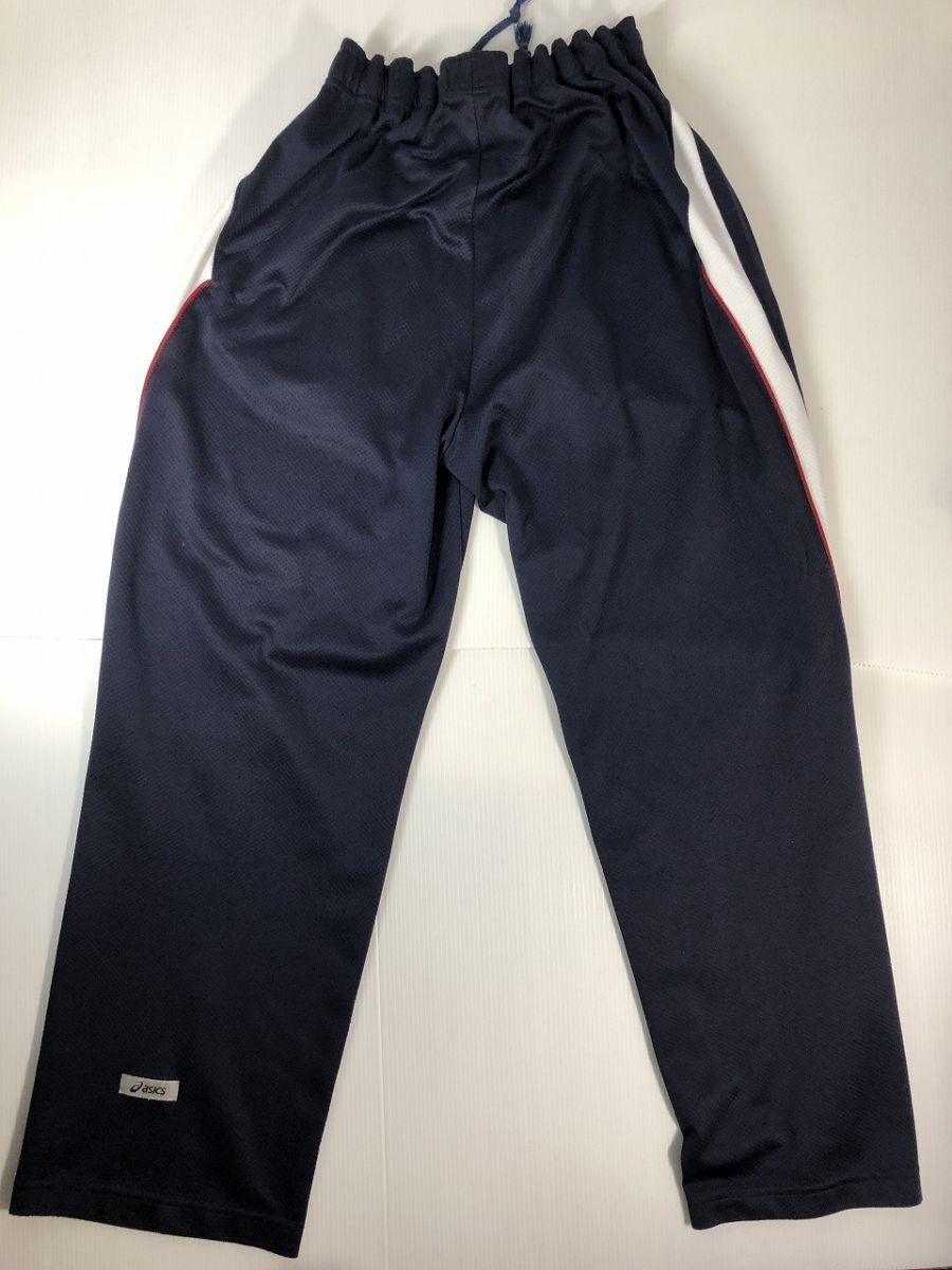 アシックス asics ナイロン ジャージ 上下 白x紺 中古 - メルカリ