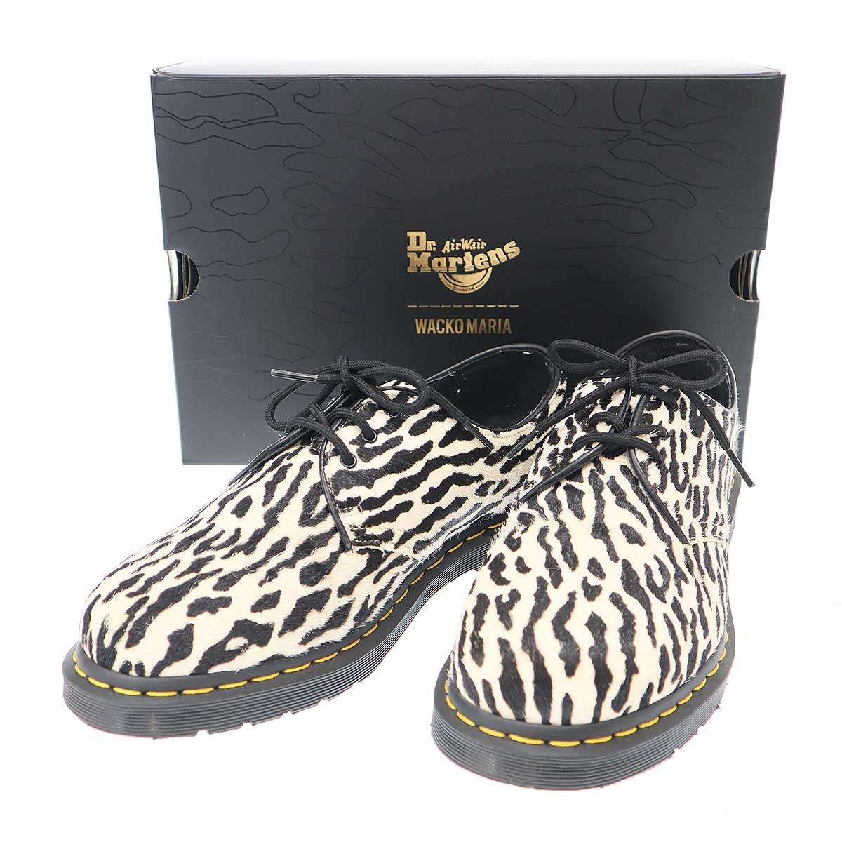 WACKO MARIA×Dr.Martens ワコマリア×ドクターマーチン LEOPARD 3EYE SHOE ハラコシューズ DRMARTENS-WM-SH02 ホワイト UK8(27cm)