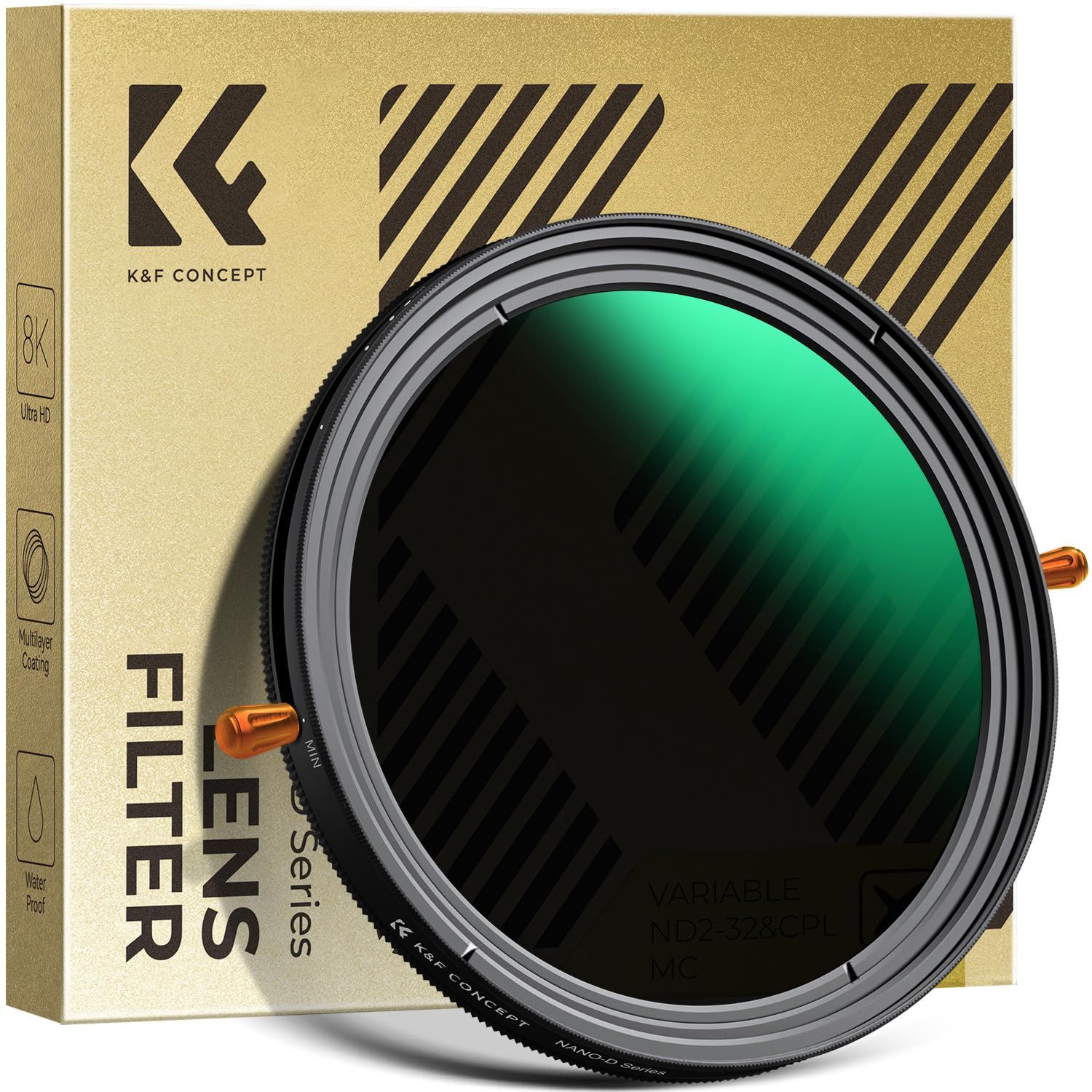 K-F CONCEPT 52mm ND2-32-CPLフィルター 多機能フィルター 2in1 一枚二役 減光 偏光効果 両面24層ナノコーティング 防水撥油キズ防止 可変ND 偏光 NANO-Dシリーズ