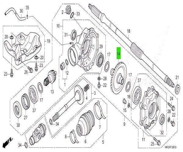 てつお ホンダ TRX500FA 5 リヤーリングギヤー Gear Rr. Ring (41T) 41431-HP0