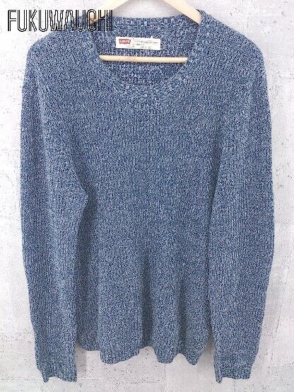 Levi's リーバイス 長袖 コットン ニット セーター Mサイズ ネイビー メンズ 【中古】 【1002800630073】