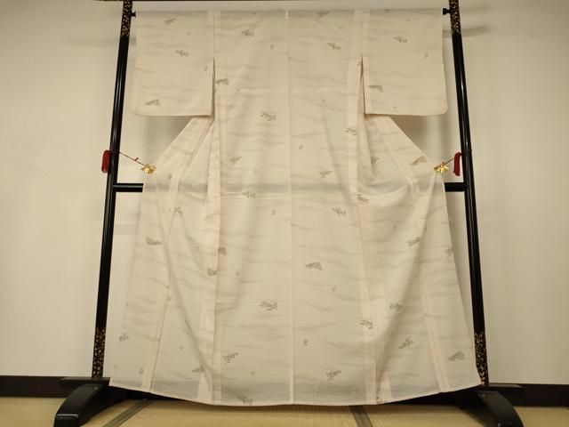 平和屋着物 夏物 小紋 絽 筏草花文 洗える着物 AABB2591jd