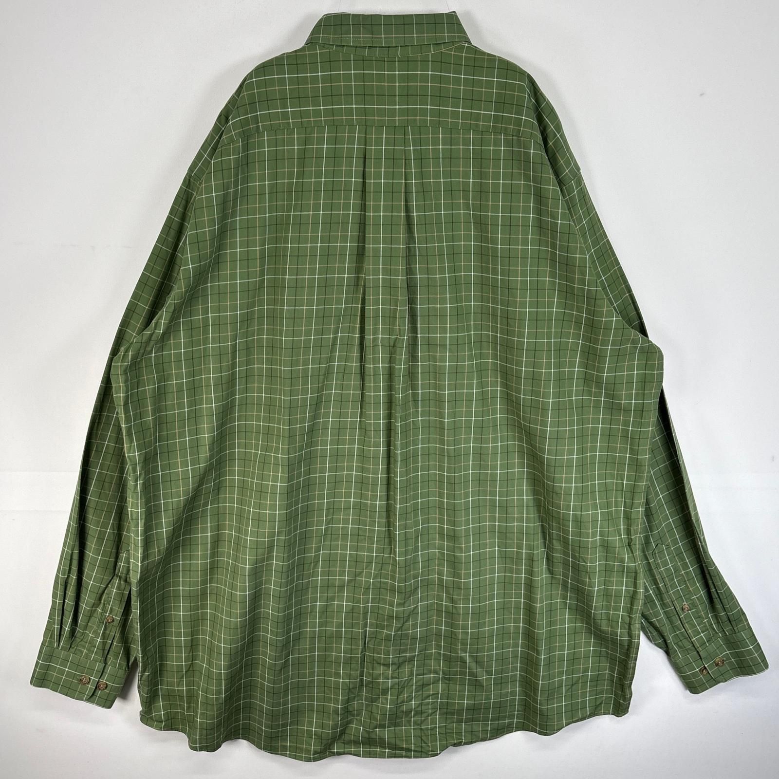 L.LBean 長袖シャツ XL チェック柄 グリーン 0821 USA製 【L L Bean エルエルビーン】長袖チェックボタンダウン