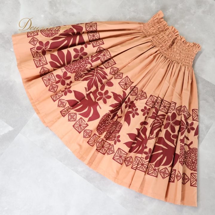【美品 フラダンス用衣装】オレンジ パウスカート ハイビスカス柄 ハワイアン スプリングセールパウスカート（ハイビスカス・モンステラ⁄オレンジ