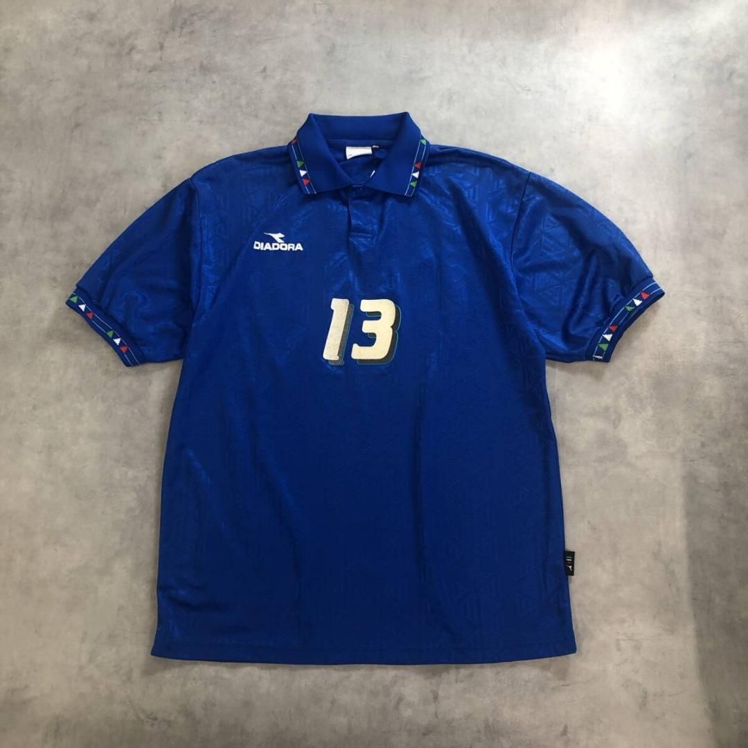GQ585◇DIADORA : 1994年 サッカー イタリア代表ユニフォーム◇O◇青系