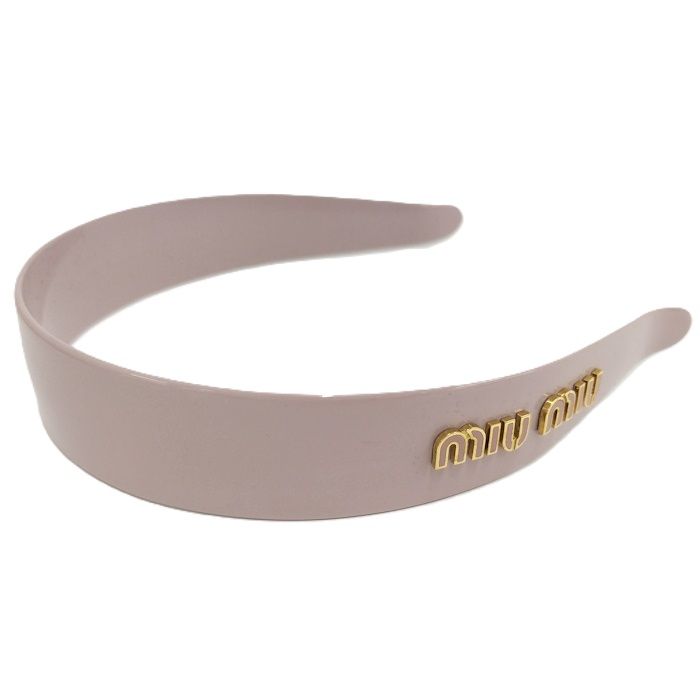 MIU MIU カチューシャ ヘアバンド ピンク系 プレックス メタル 5IH039