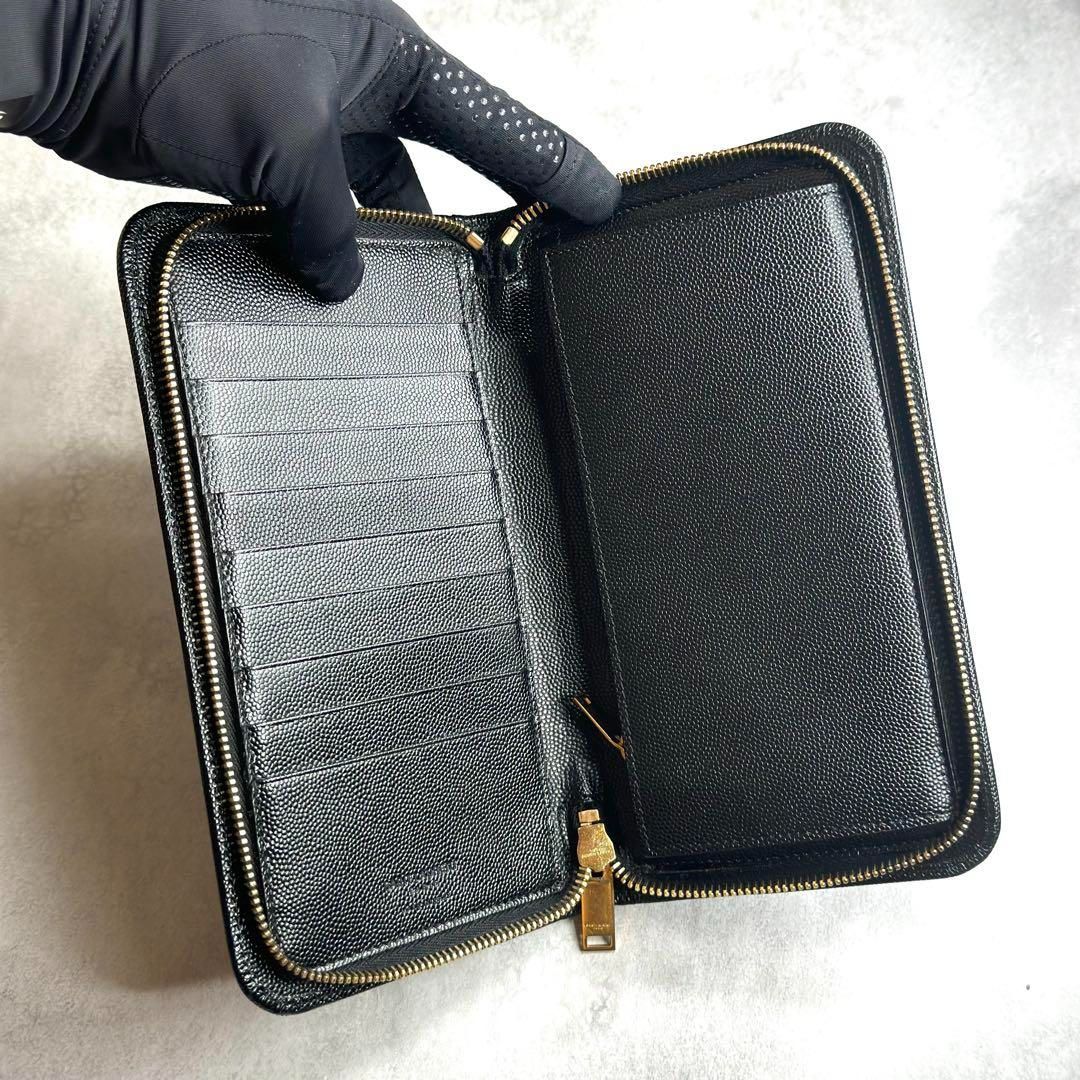【未使用近/付属品完備】SAINT LAURENT キャビアスキンオーガナイザー 未使用近/付属品完備】SAINT LAURENT キャビアスキン