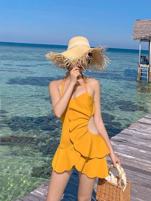 ホルターネック 水着 スイムウェア ワンピース水着 体系カバー水着