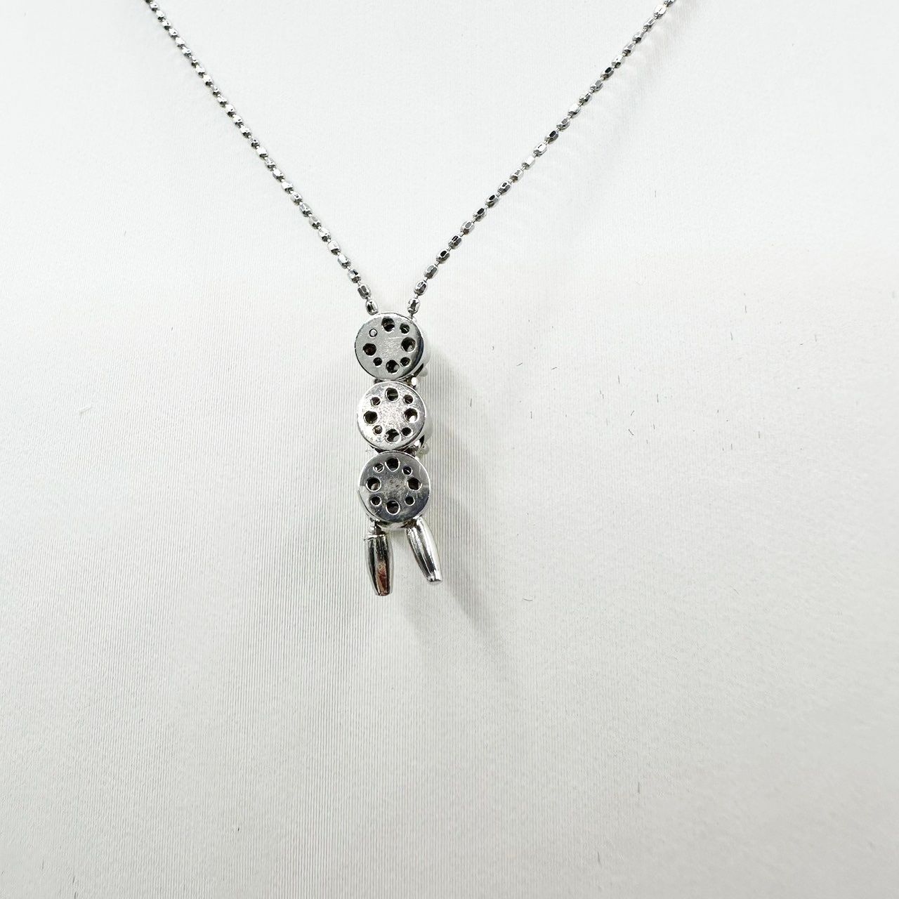 ダイヤ ネックレス 天然ダイヤモンド K18 WG 3.2g 0.30ct 3連トップ