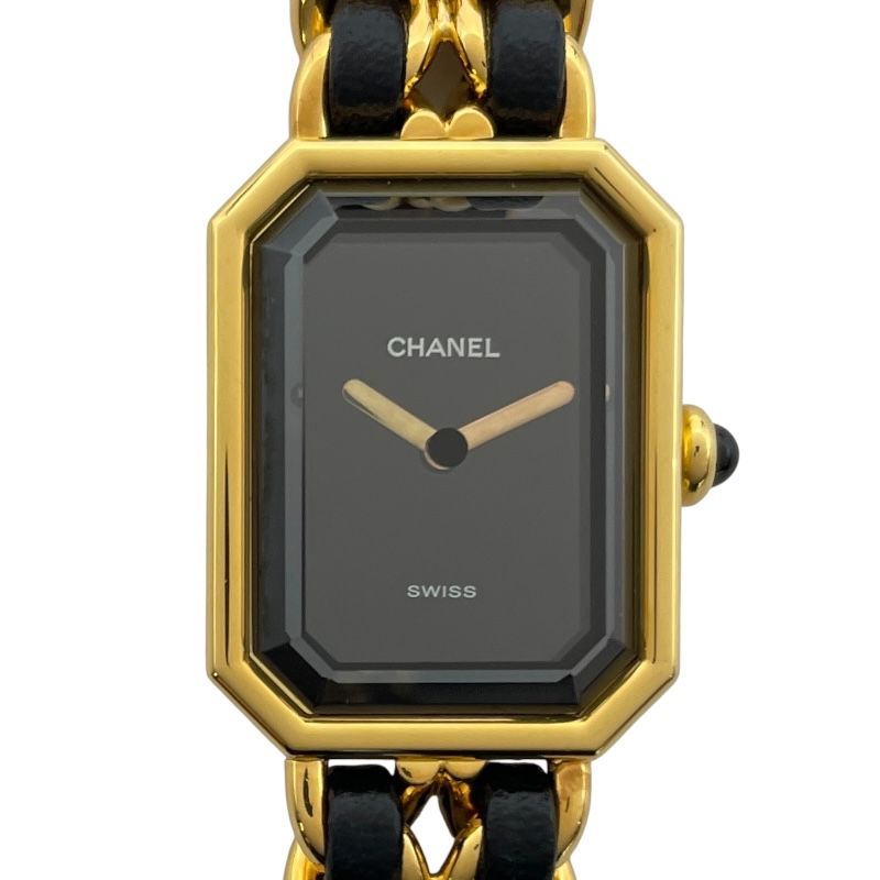シャネル CHANEL プルミエールM H0001 ブラック GP レディース 腕時計