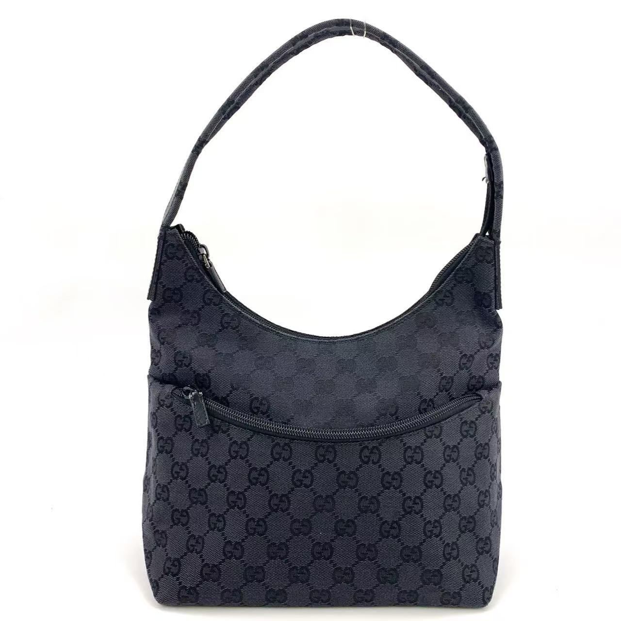 GUCCI ワンショルダー GGキャンバス レザー×キャンバス ブラック