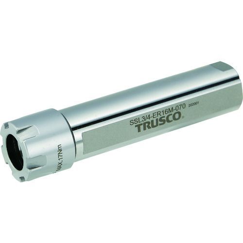 ＴＲＵＳＣＯ　ＮＣ旋盤用ストレートシャンクコレットホルダ　フラット付きＥＲＭコレットホルダＳＳＬ型（インチ）　シャンク径３／４”　全長１３５　ＥＲ２０