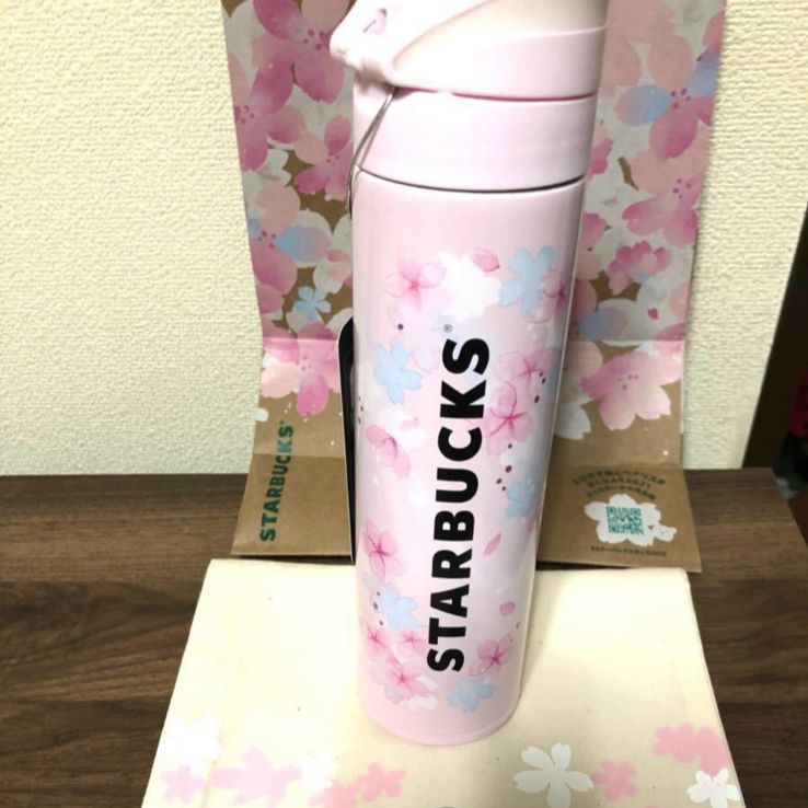 残1 新品 スタバ SAKURA ワンタッチステンレスボトルブライト 450ml 