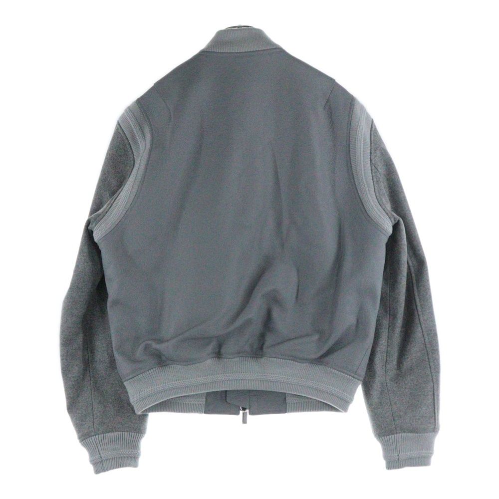 DIOR ディオール CD Icon エンボスロゴ ウール切替 ジップアップレザーブルゾン テディジャケット グレー 513L434A0700_C888