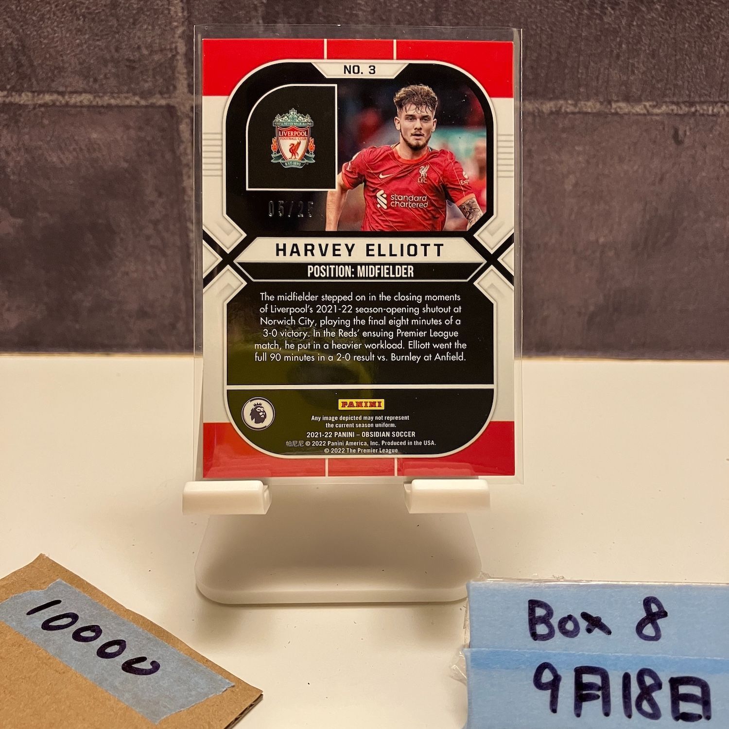 【正規品】 2021 Panini Obsidian Harvey Elliott 05 25 Liverpool FC RC ルーキー Rookie カード