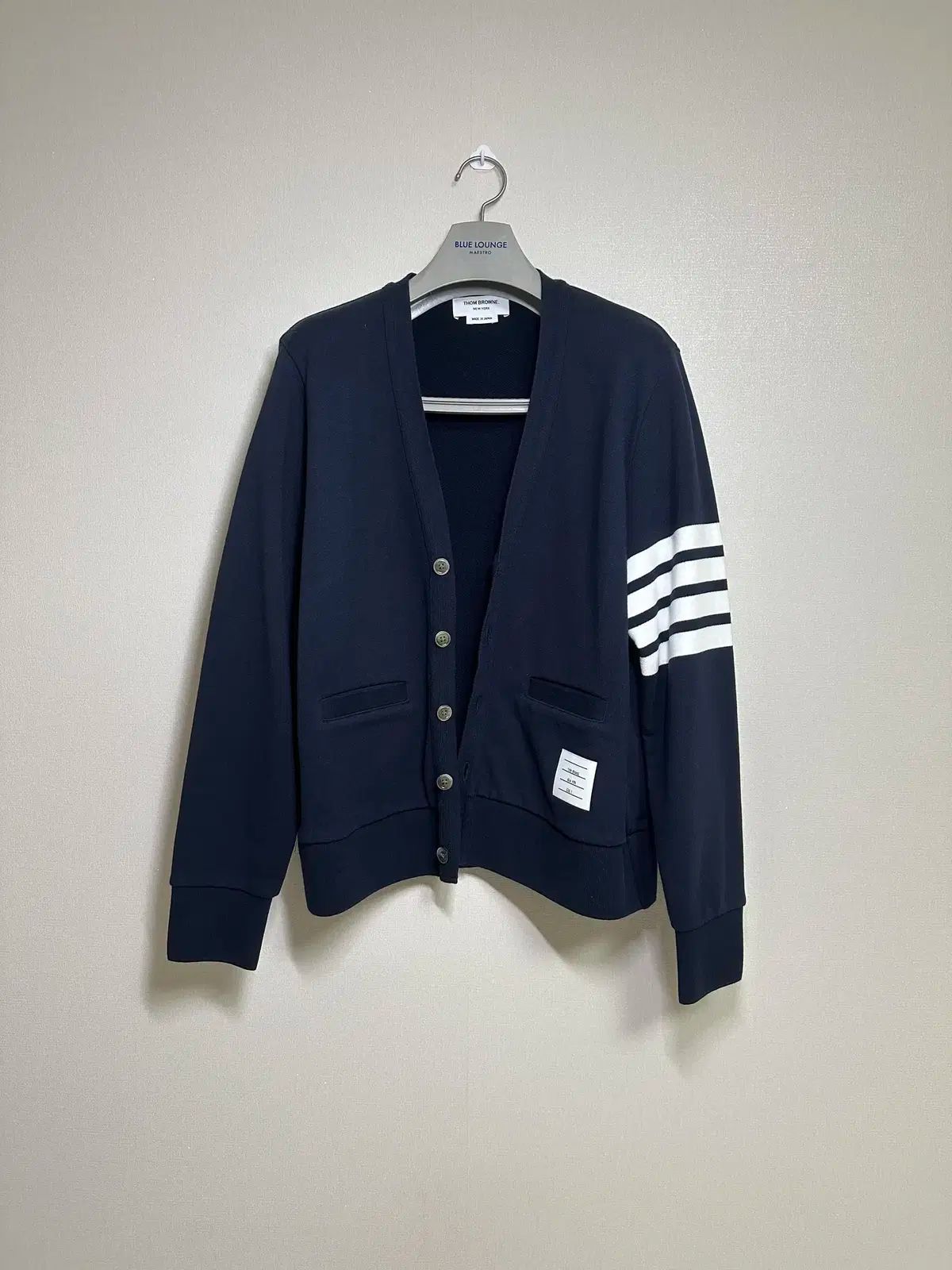 2size ほぼ Thom Browne トム ブラウン 斜線 コットン カーディガン ネイビー
