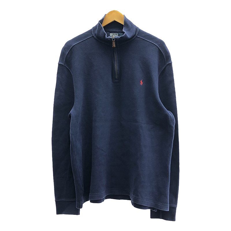 POLO RALPH LAUREN / ポロラルフローレン | コットン ワンポイント 刺しゅう ハーフジップ スウェット トレーナー | L | ネイビー | メンズ