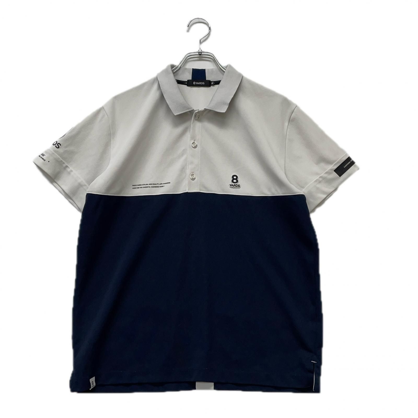 公式 メンズ ハチヤーズ 8YARDS 半袖ポロシャツ XL 白×紺 ホワイト