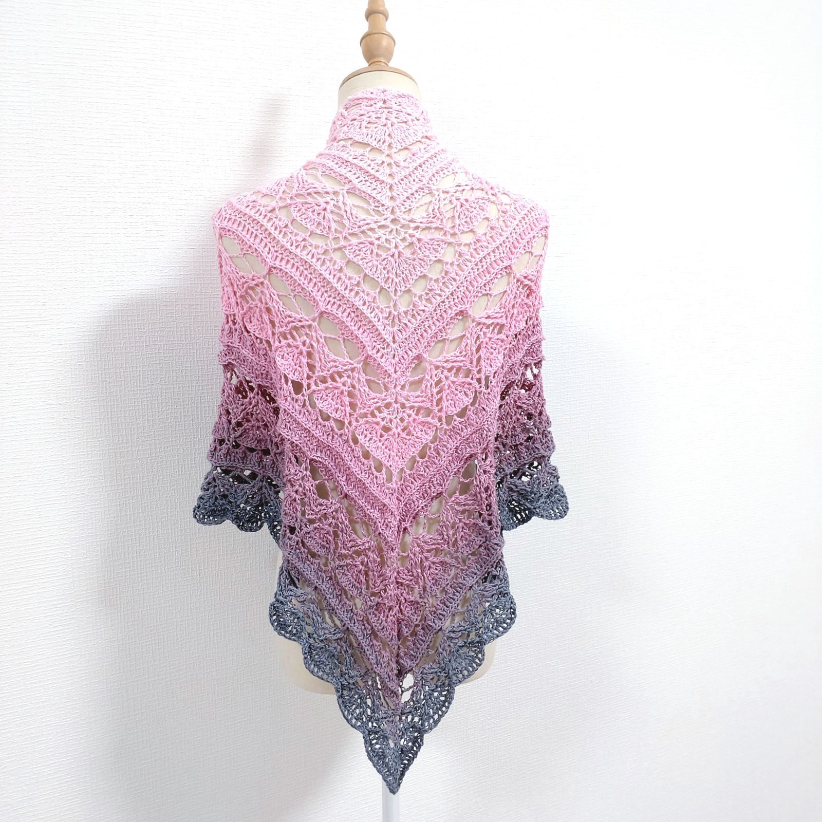 Tunisia かぎ針 モチーフ 編み エスニック マルチカバー ひざかけ 毛布