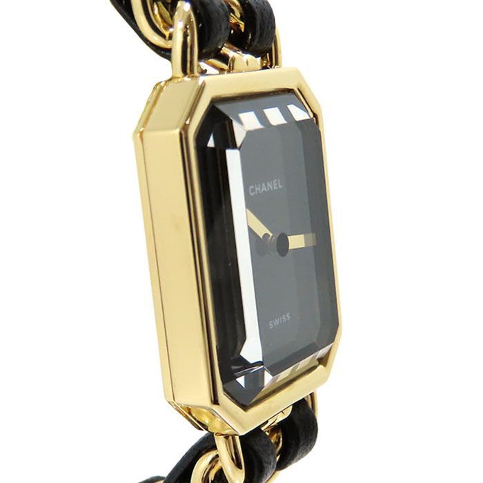 T080 シャネル プルミエールM H0001 GP×レザー クォーツ CHANEL シャネル プルミエールM H0001 GP/レザー 女性用クオーツ