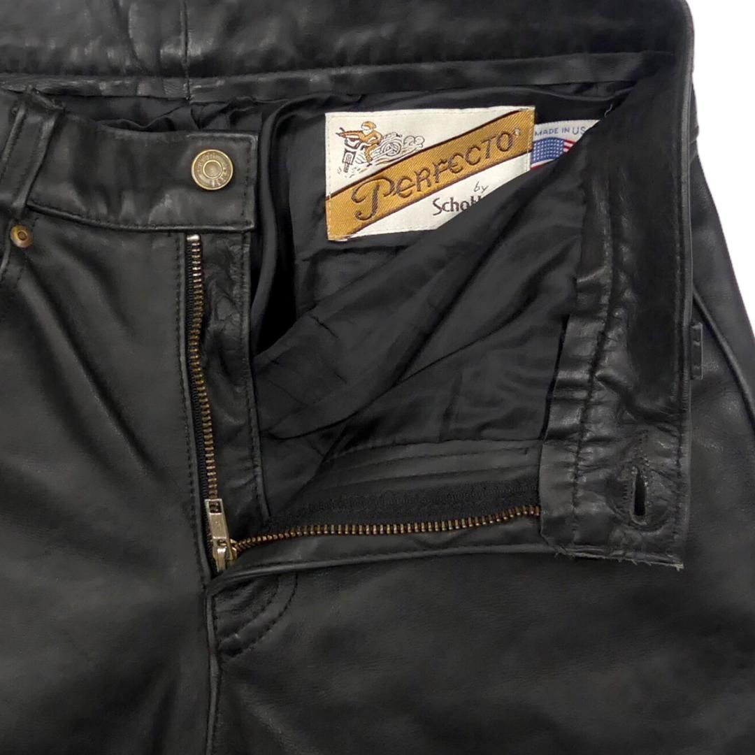 即決☆アメリカ製 Schott☆W32 レザーパンツ ショット メンズ USA 黒