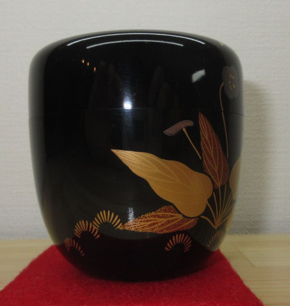 送料込【逢絢亭】茶道具 中棗 京塗 すみれ蒔絵 表千家書付 初瀬川柳庵 共箱入り 逢絢亭】茶道具 中棗 京塗 すみれ蒔絵 表千家書付 初瀬川柳庵 共箱入り