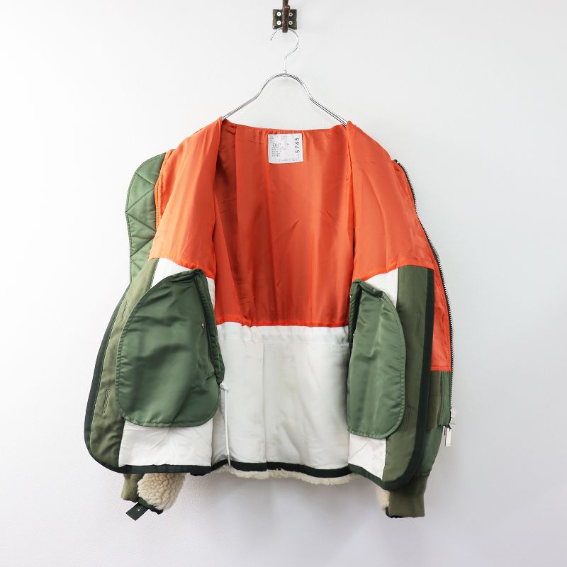 sacai - 定価12.6万 2021AW sacai サカイ 21-05745 Nylon Twill Mix Blouson ナイロンツイルミックスブルゾン 3/カーキ MA-1 ボア【2400013452878】 定価12.6万 2021AW sacai サカイ 21-05745 Nylon Twill Mix