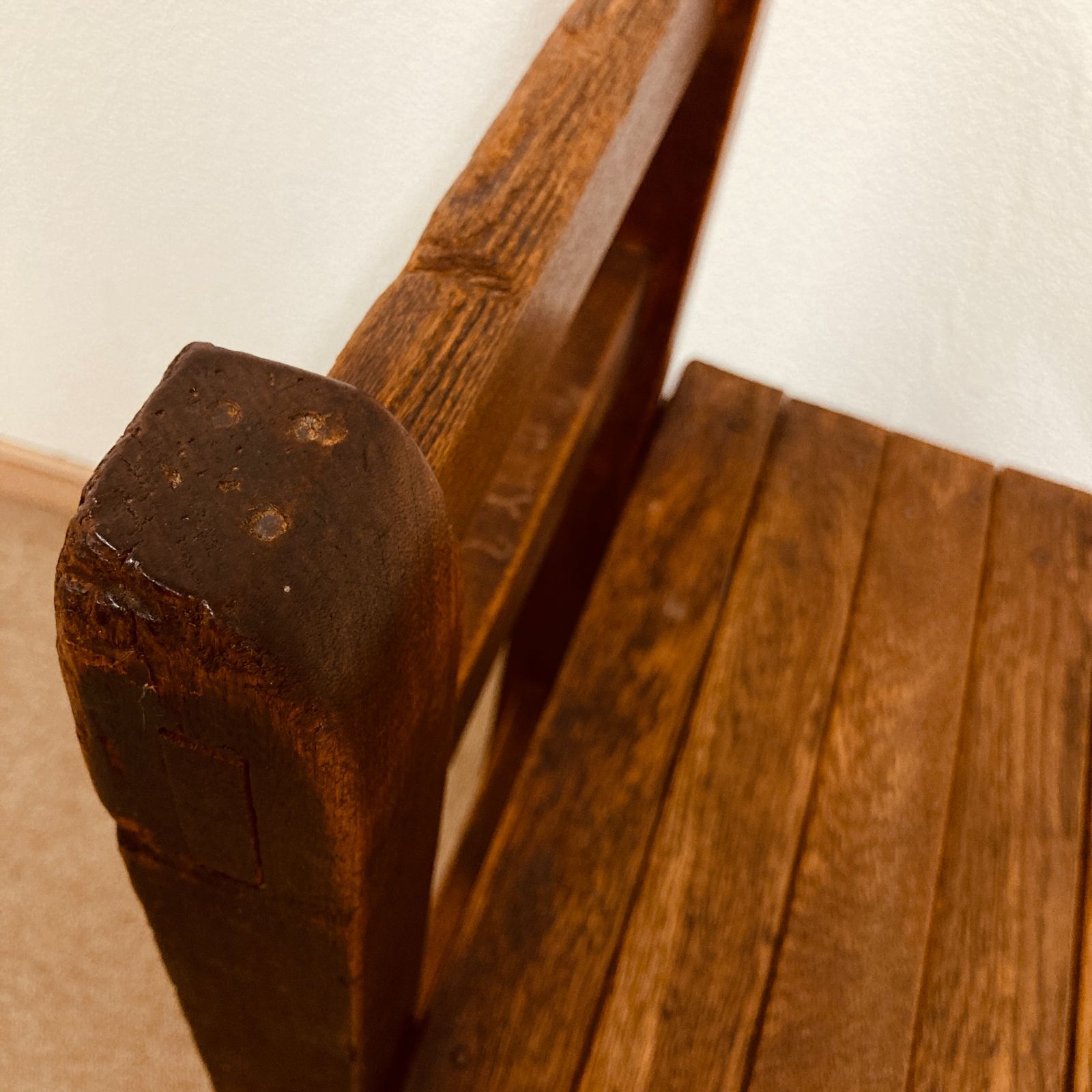 昭和レトロ 昔の古い木の学校イス - メルカリ