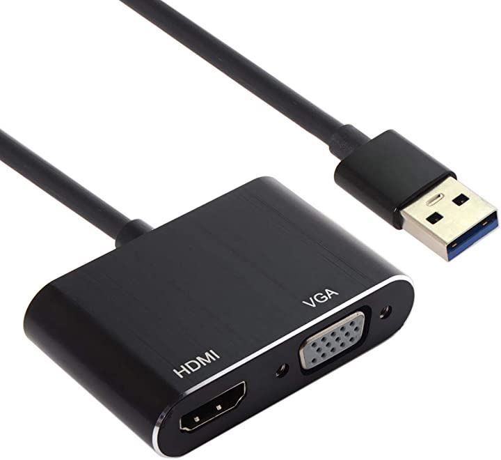 COOLEAD 호환 USB3.0-VGA HDMI 어댑터 VGA 컨버터 어댑터 듀얼 디스플레이 어댑터 모니터 프로젝터용 HDTV 1080P 윈도우 7/8/10과 호환