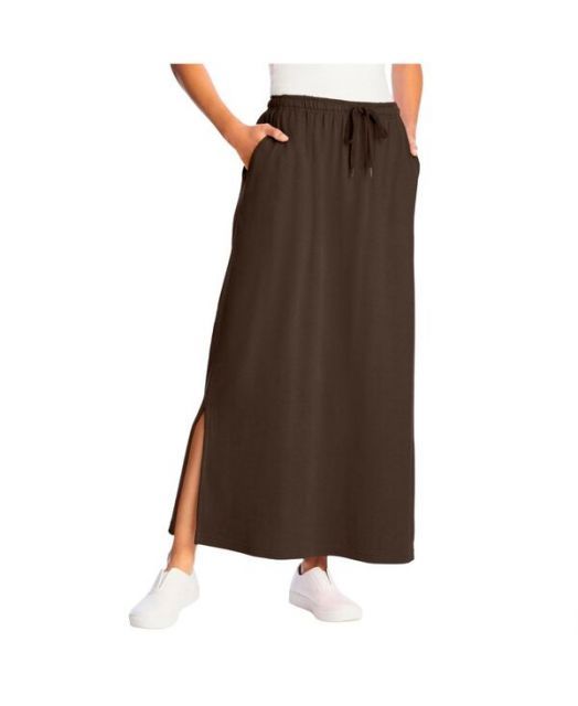 送料無料 ウーマン ウィズイン レディース スカート ボトムス Women s Within Sport Knit Side-Slit Skirt Chocolate