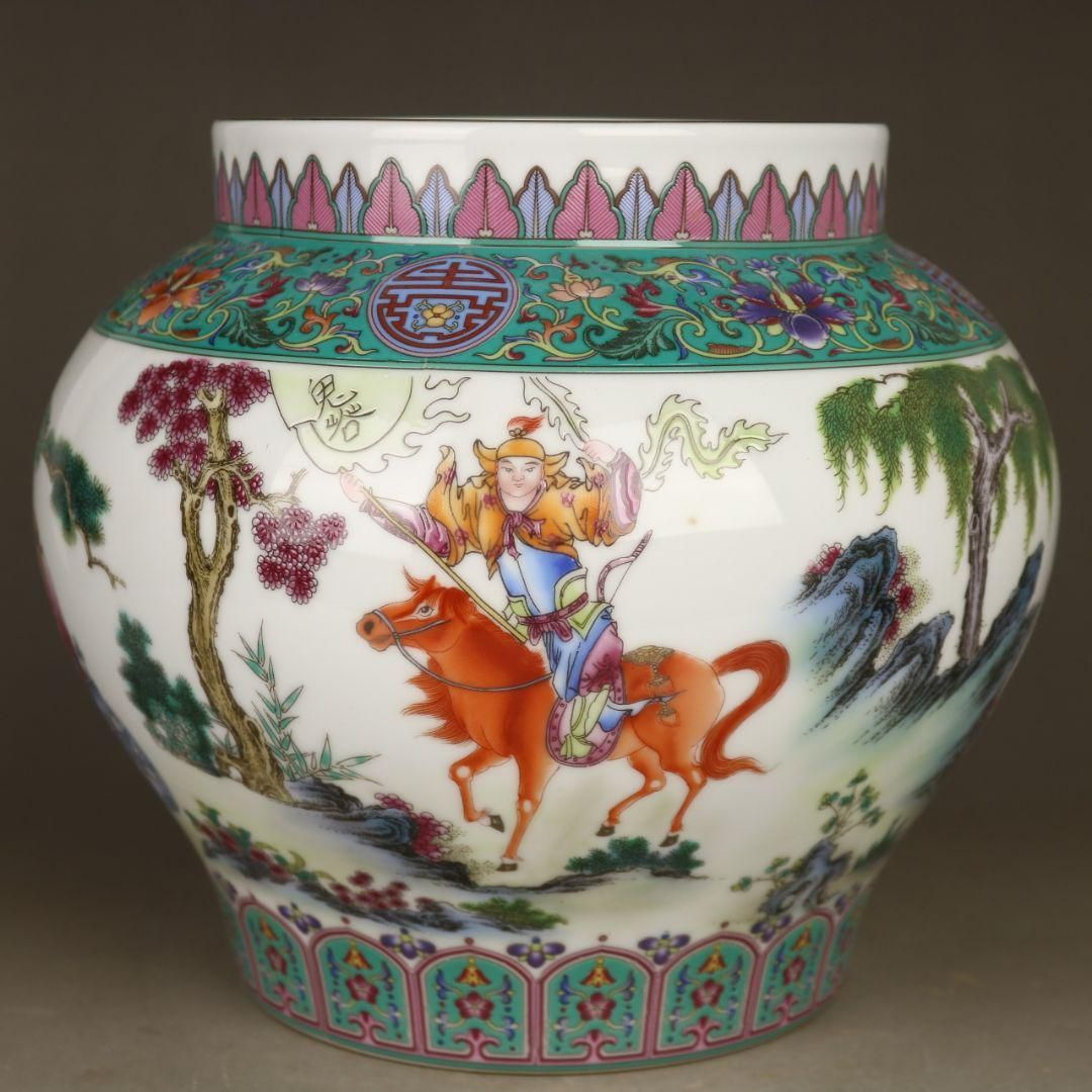乾隆款琺瑯彩人物図磁の壺 景徳鎮 陶磁器 装飾品 現代工芸品