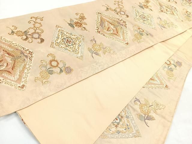 平和屋着物◎六通柄袋帯 切嵌吉祥文 金糸 正絹 逸品 未