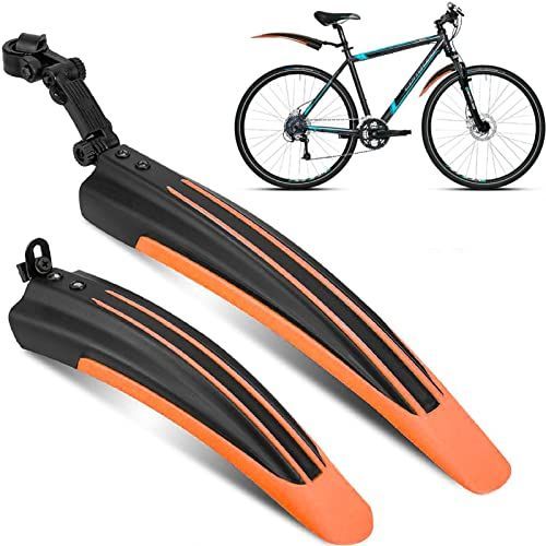 オレンジ Favuit 自転車用泥よけ フェンダー 角度調整可能