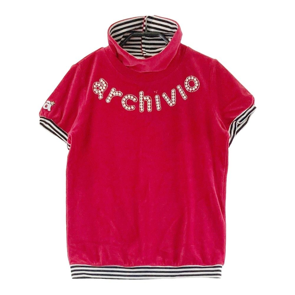 サイズ 36 ARCHIVIO アルチビオ ベロア ネック付 半袖Tシャツ レッド系 240101432229 ゴルフウェア レディース ストスト