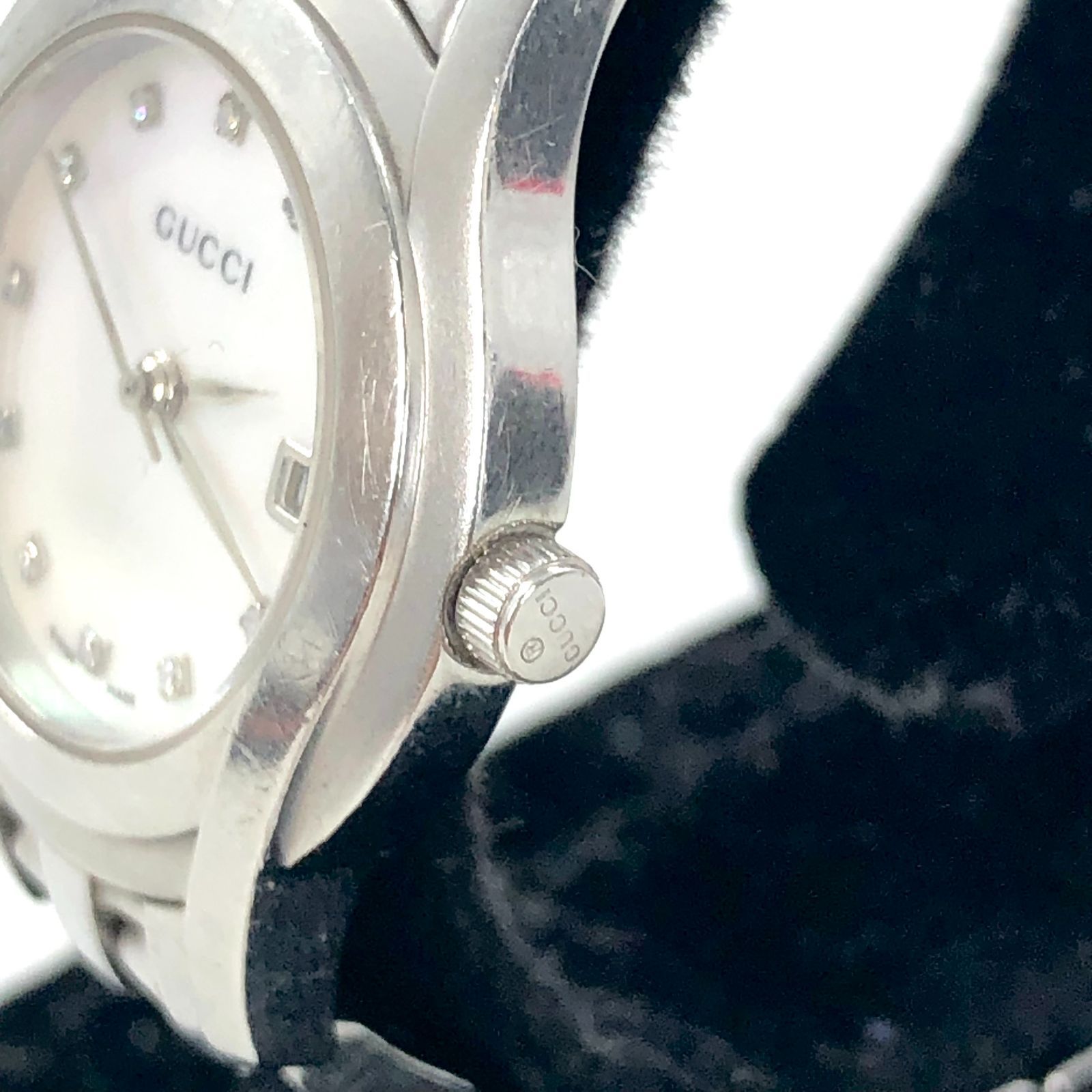 GUCCI　5500L ダイヤ　ホワイトシェル GUCCI グッチ 5500L QZ/SS ホワイトシェル文字盤 11Pダイヤ