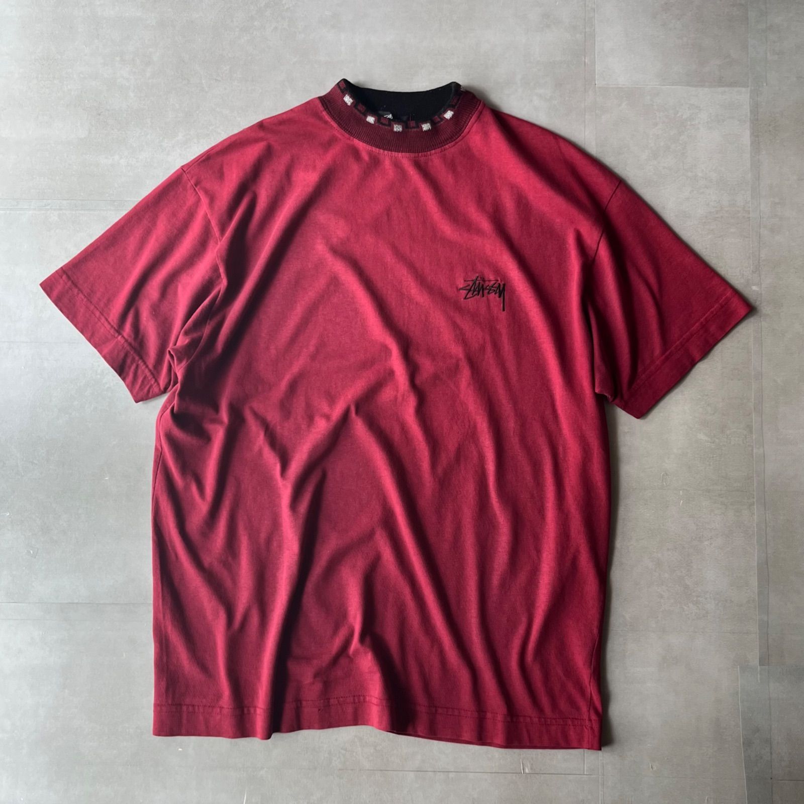 80s old stussy mock neck Tee ステューシー 黒タグ モックネック 初期 
