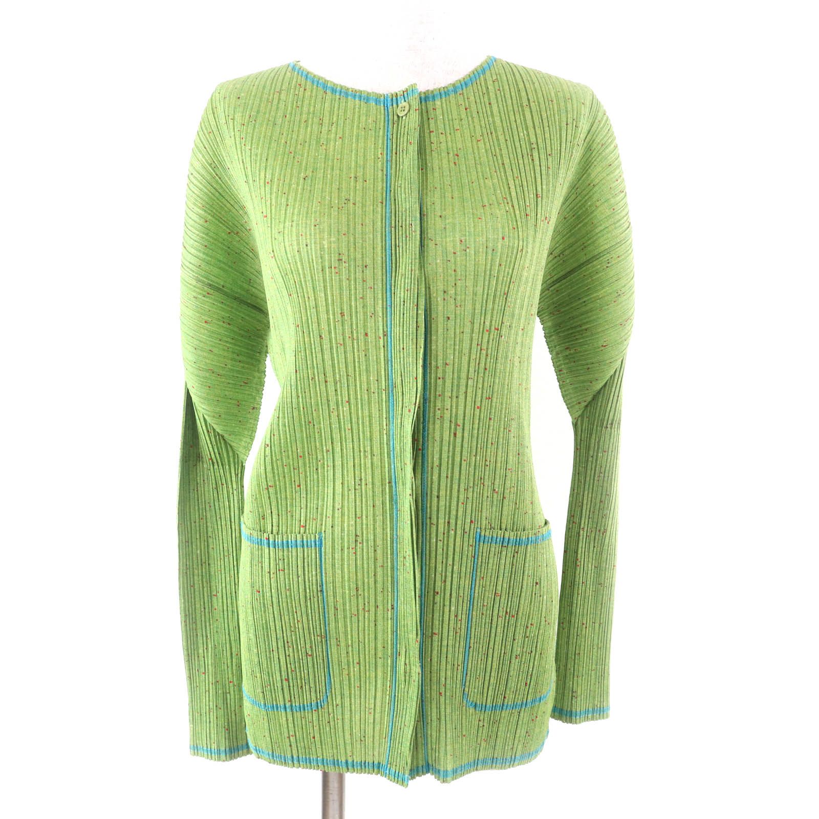 【美品】PLEATS PLEASE グリーン長袖ジャケット 極美品☆PLEATS PLEASE プリーツプリーズ イッセイミヤケ PP12