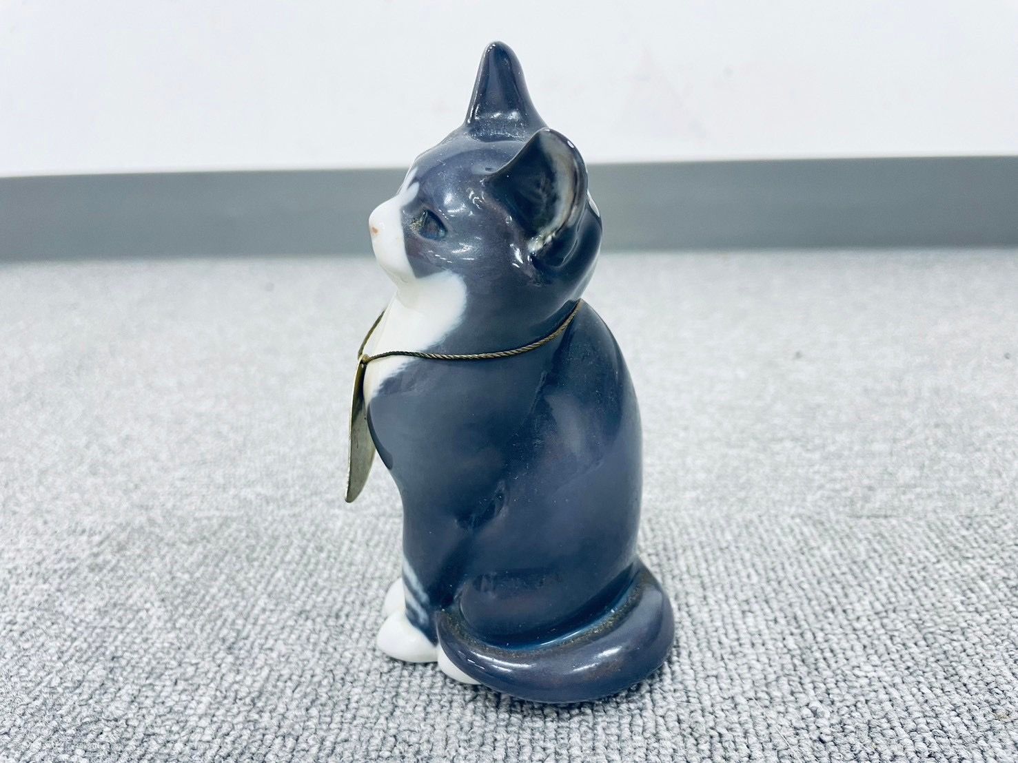 CH010 Q124-CH2-1067 ROYAL COPENHAGEN ロイヤルコペンハーゲン Sitting Cat フィギリン ネコ 猫 グレー  陶器 置物 約14×8×9cm