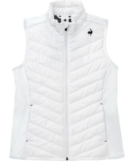 le coq sportif ルコック パディングベスト ホワイト S QTWWJC01 WH | スポーツ テニス ウエア パディングベスト トップス 防風 保温 はっ水 タフタ素材 スポーティ 部活 練習 ゲーム ワンポイント ロ